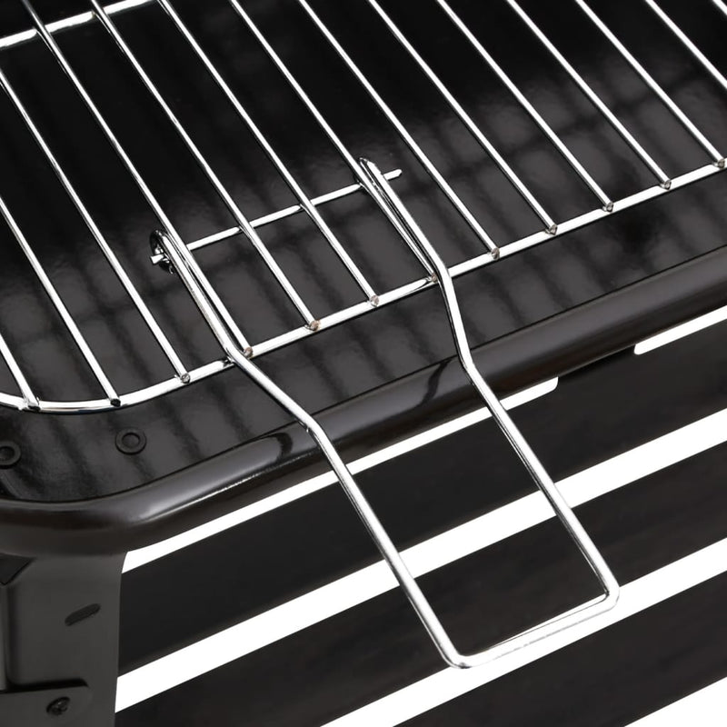 vidaXL fekete acél faszenes BBQ grillező kerekekkel