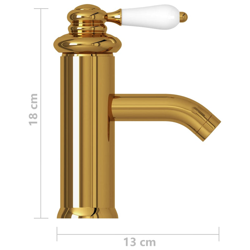 vidaXL aranyszínű fürdőszobai mosdócsaptelep 130 x 180 mm