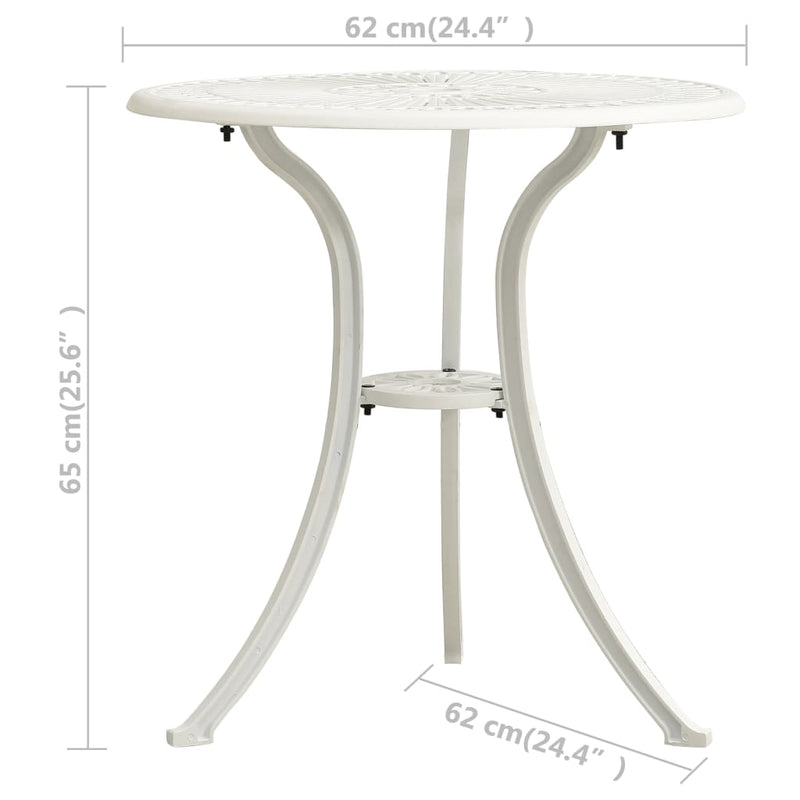 vidaXL fehér öntött alumínium kerti asztal 62 x 62 x 65 cm