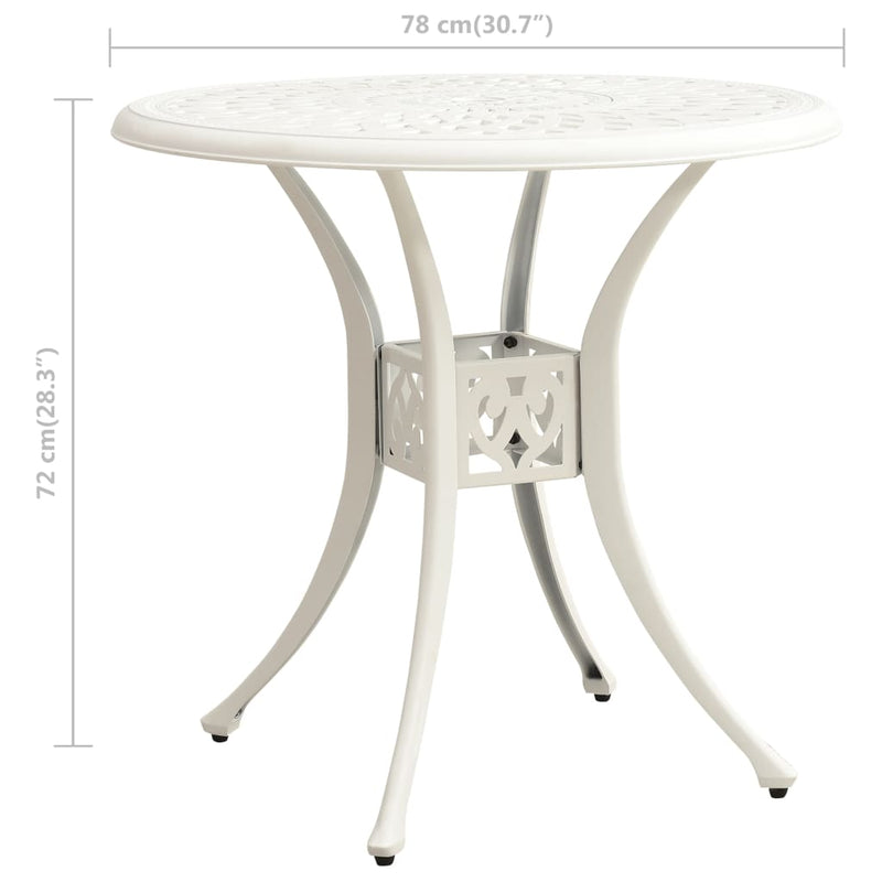vidaXL fehér öntött alumínium kerti asztal 78 x 78 x 72 cm