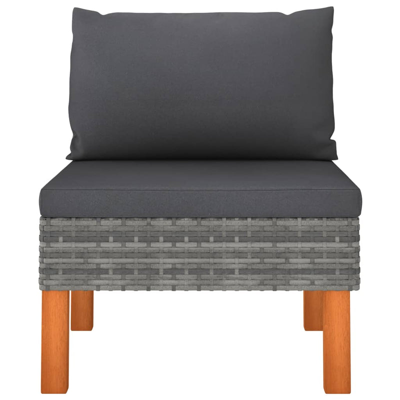 vidaXL polyrattan és tömör eukaliptuszfa középső kanapé