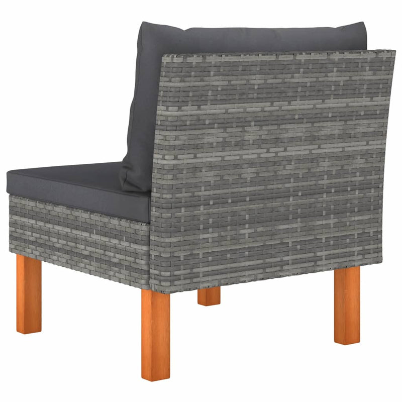 vidaXL polyrattan és tömör eukaliptuszfa középső kanapé