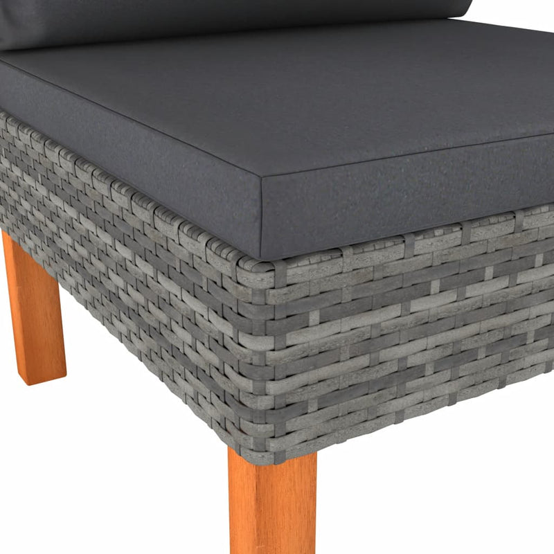 vidaXL polyrattan és tömör eukaliptuszfa középső kanapé