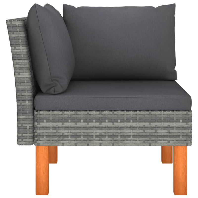 vidaXL 3 részes polyrattan és tömör eukaliptuszfa kerti ülőgarnitúra