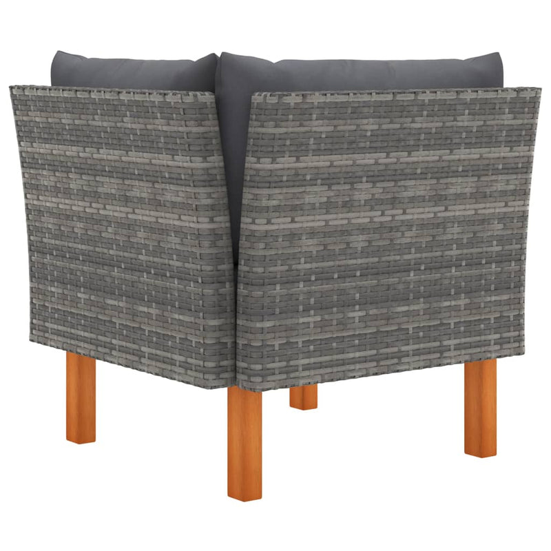 vidaXL 3 részes polyrattan és tömör eukaliptuszfa kerti ülőgarnitúra