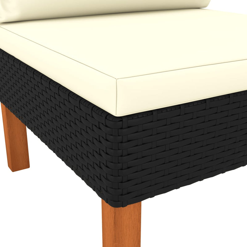vidaXL polyrattan és tömör eukaliptuszfa középső kanapé