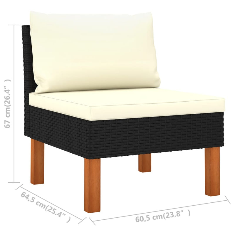 vidaXL polyrattan és tömör eukaliptuszfa középső kanapé