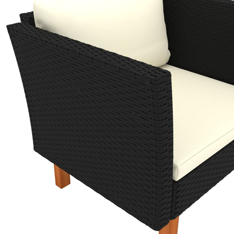 vidaXL polyrattan és tömör eukaliptuszfa kerti kanapé