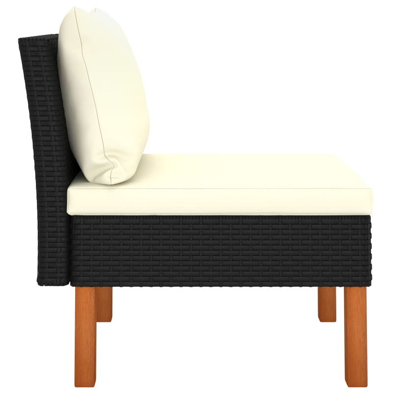 vidaXL 2 db polyrattan és tömör eukaliptuszfa középső kanapé