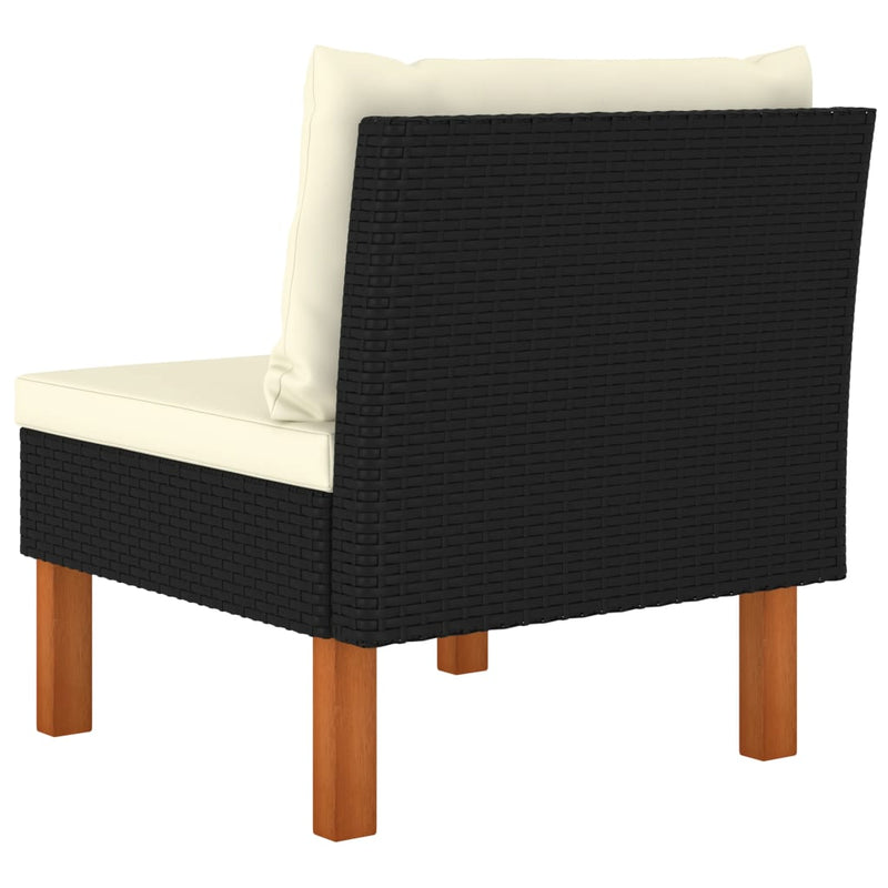 vidaXL 2 db polyrattan és tömör eukaliptuszfa középső kanapé