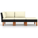 vidaXL 3 részes polyrattan és tömör eukaliptuszfa kerti ülőgarnitúra