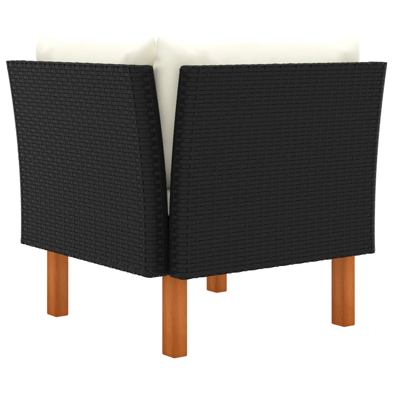 vidaXL 2 db polyrattan és tömör eukaliptuszfa sarokkanapé