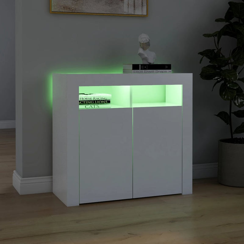 vidaXL fehér tálalószekrény LED-világítással 80 x 35 x 75 cm