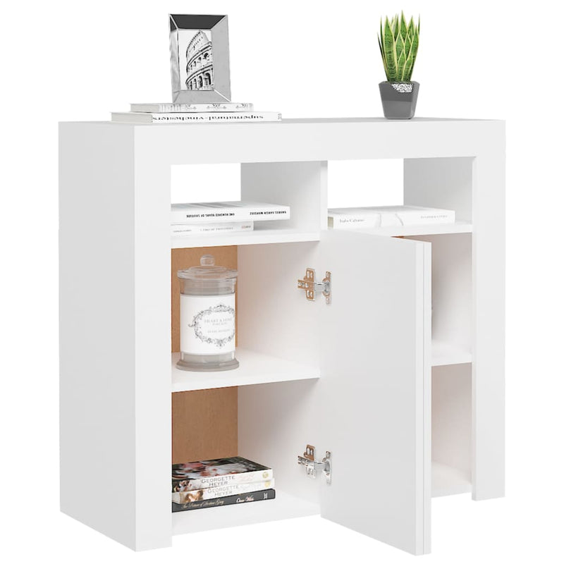 vidaXL fehér tálalószekrény LED-világítással 80 x 35 x 75 cm