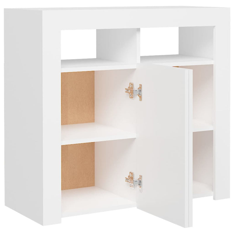 vidaXL fehér tálalószekrény LED-világítással 80 x 35 x 75 cm