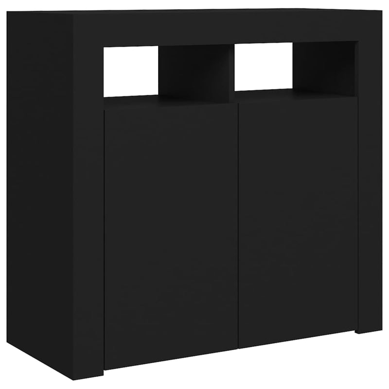 vidaXL fekete tálalószekrény LED-világítással 80 x 35 x 75 cm