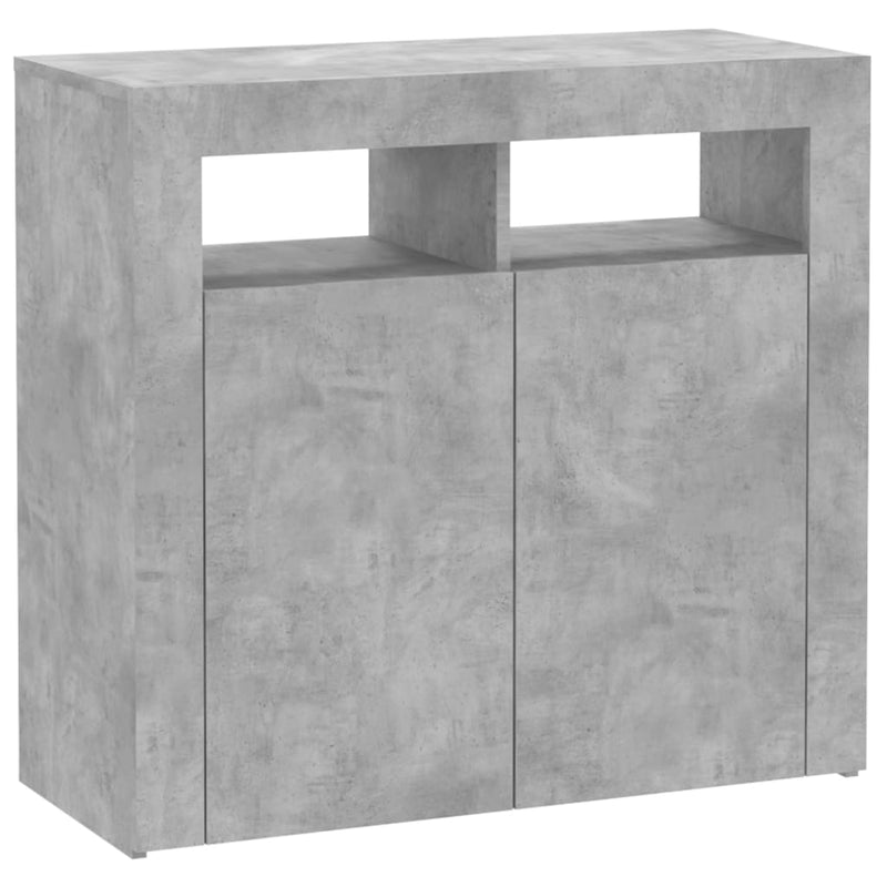 vidaXL betonszürke tálalószekrény LED-világítással 80 x 35 x 75 cm