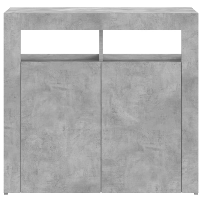 vidaXL betonszürke tálalószekrény LED-világítással 80 x 35 x 75 cm