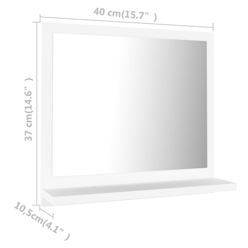 vidaXL fehér szerelt fa fürdőszobai tükör 40 x 10,5 x 37 cm