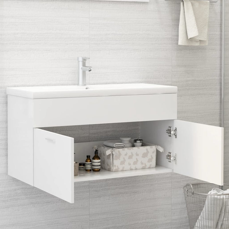 vidaXL fehér forgácslap mosdószekrény 90 x 38,5 x 46 cm