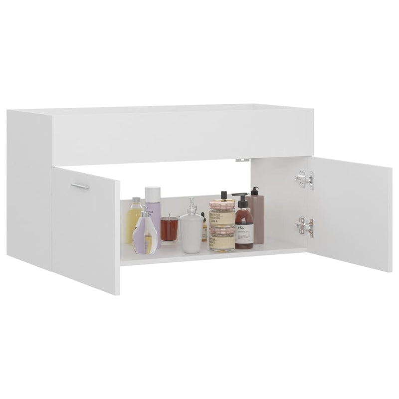 vidaXL fehér forgácslap mosdószekrény 90 x 38,5 x 46 cm