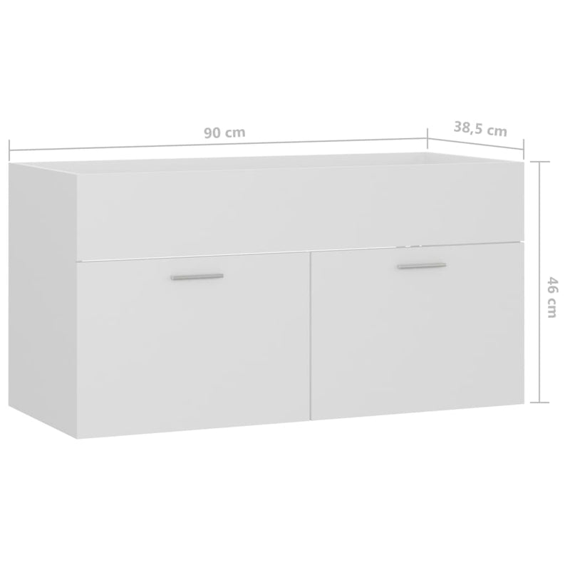 vidaXL fehér forgácslap mosdószekrény 90 x 38,5 x 46 cm