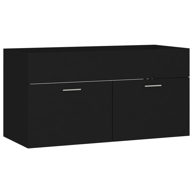 vidaXL fekete forgácslap mosdószekrény 90 x 38,5 x 46 cm
