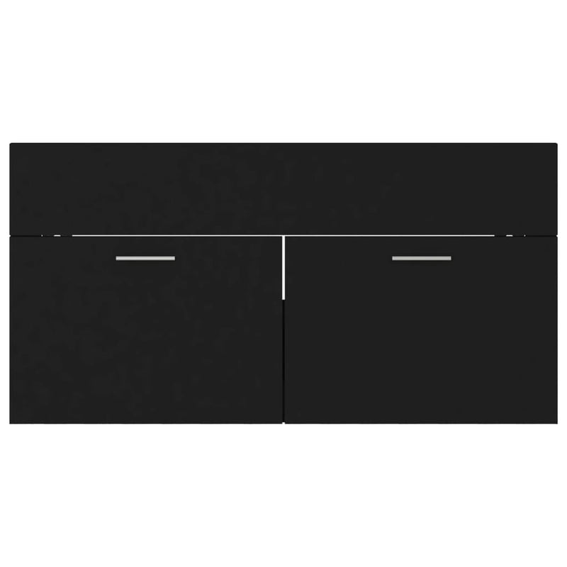 vidaXL fekete forgácslap mosdószekrény 90 x 38,5 x 46 cm