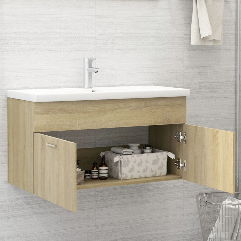 vidaXL sonoma-tölgy színű forgácslap mosdószekrény 90 x 38,5 x 46 cm