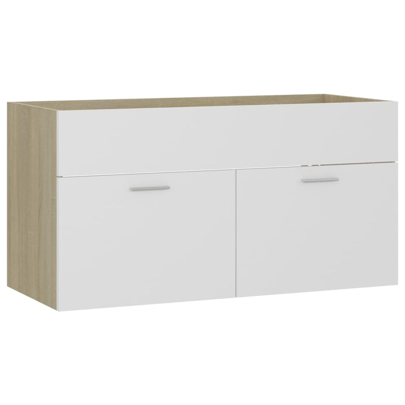 vidaXL fehér és sonoma-tölgy forgácslap mosdószekrény 90x38,5x46 cm