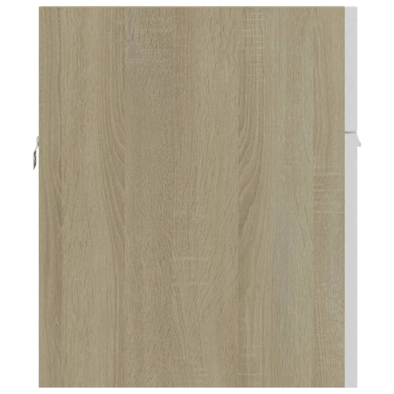 vidaXL fehér és sonoma-tölgy forgácslap mosdószekrény 90x38,5x46 cm