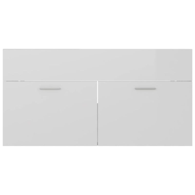 vidaXL magasfényű fehér forgácslap mosdószekrény 90 x 38,5 x 46 cm