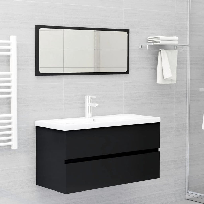 vidaXL fekete forgácslap mosdószekrény 90 x 38,5 x 45 cm