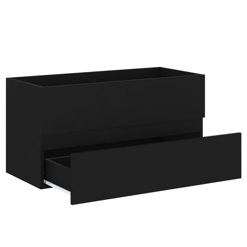 vidaXL fekete forgácslap mosdószekrény 90 x 38,5 x 45 cm
