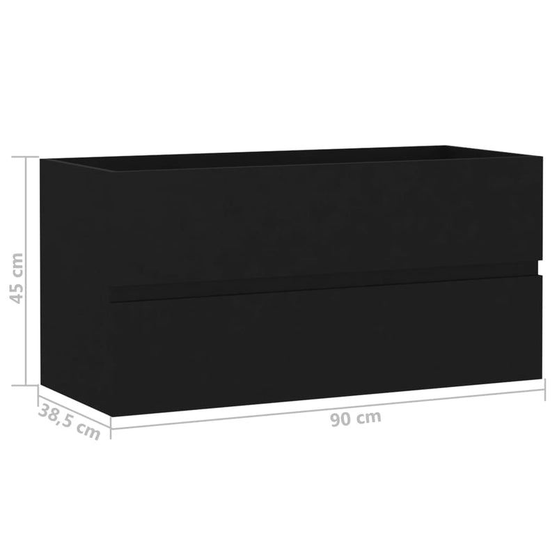 vidaXL fekete forgácslap mosdószekrény 90 x 38,5 x 45 cm