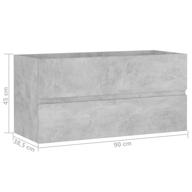 vidaXL betonszürke szerelt fa mosdószekrény 90 x 38,5 x 45 cm