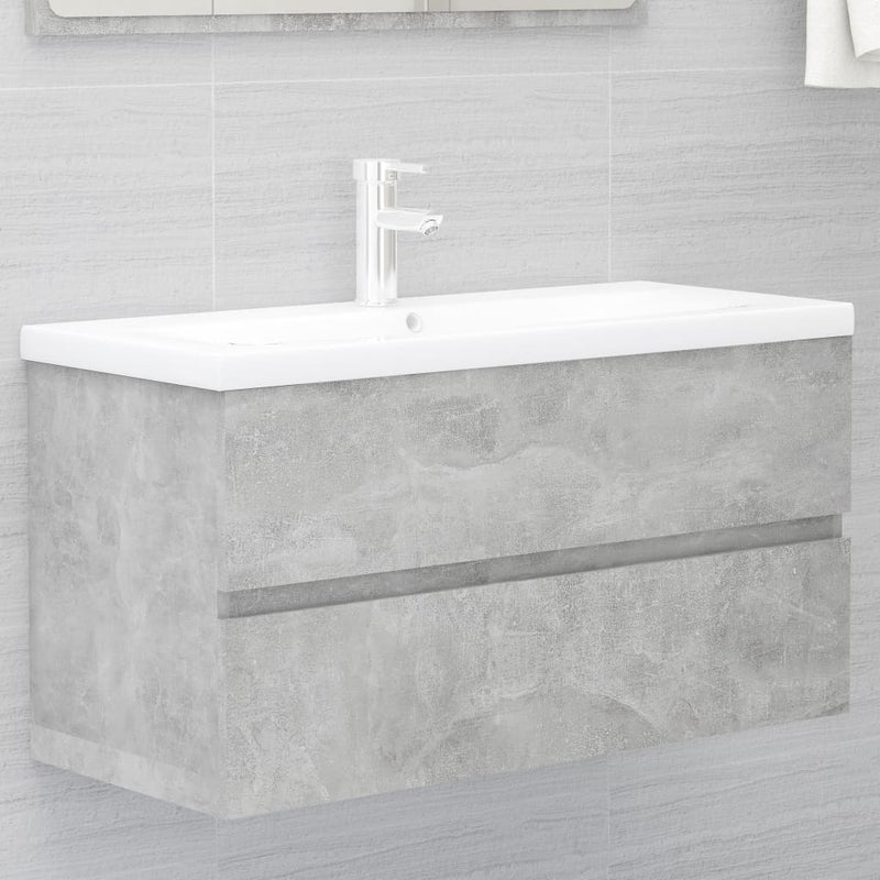 vidaXL betonszürke szerelt fa mosdószekrény 90 x 38,5 x 45 cm