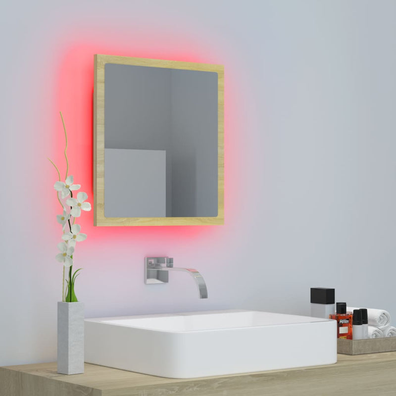 vidaXL sonoma tölgy akril LED-es fürdőszobai tükör 40x8,5x37 cm