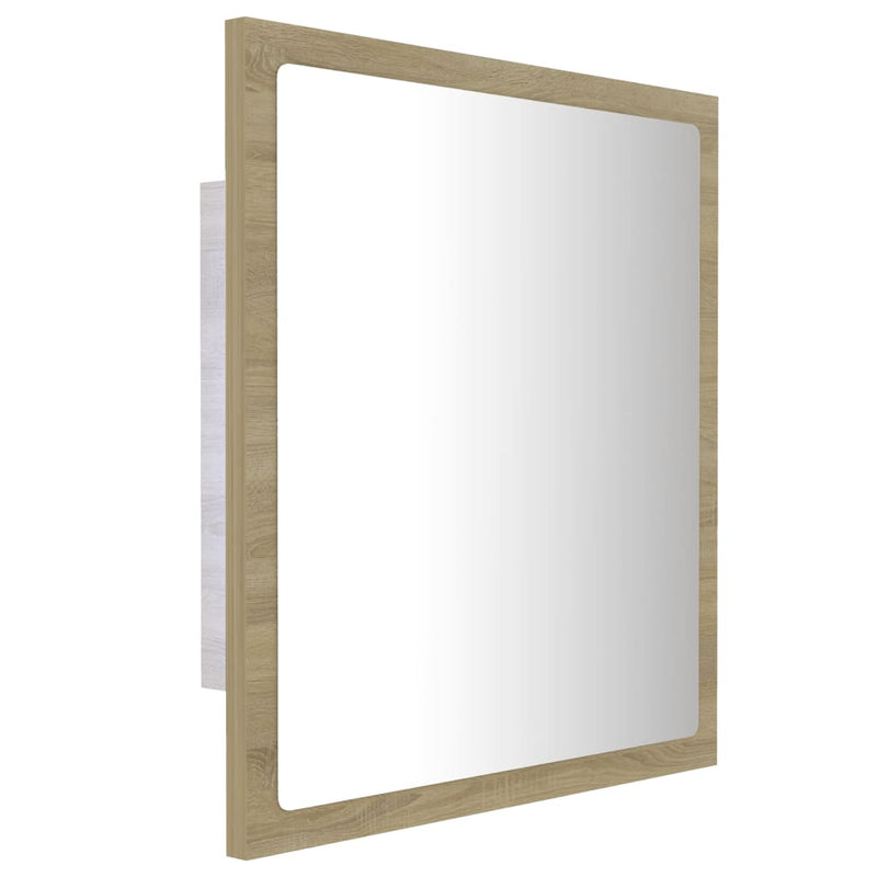 vidaXL sonoma tölgy akril LED-es fürdőszobai tükör 40x8,5x37 cm