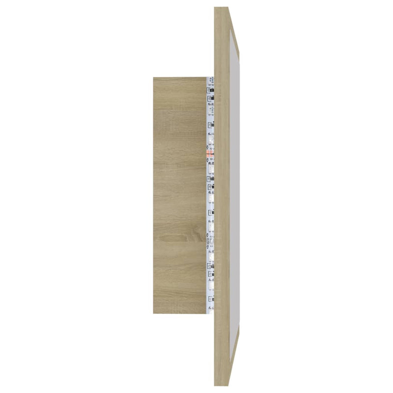 vidaXL sonoma tölgy akril LED-es fürdőszobai tükör 40x8,5x37 cm