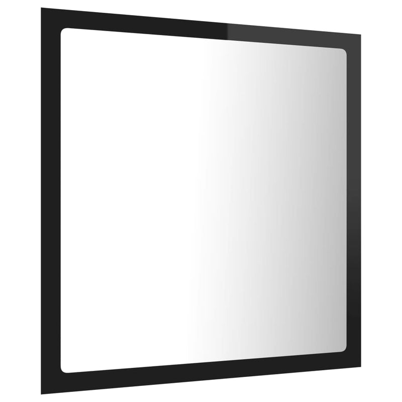 vidaXL magasfényű fekete akril LED-es fürdőszobatükör 40x8,5x37cm