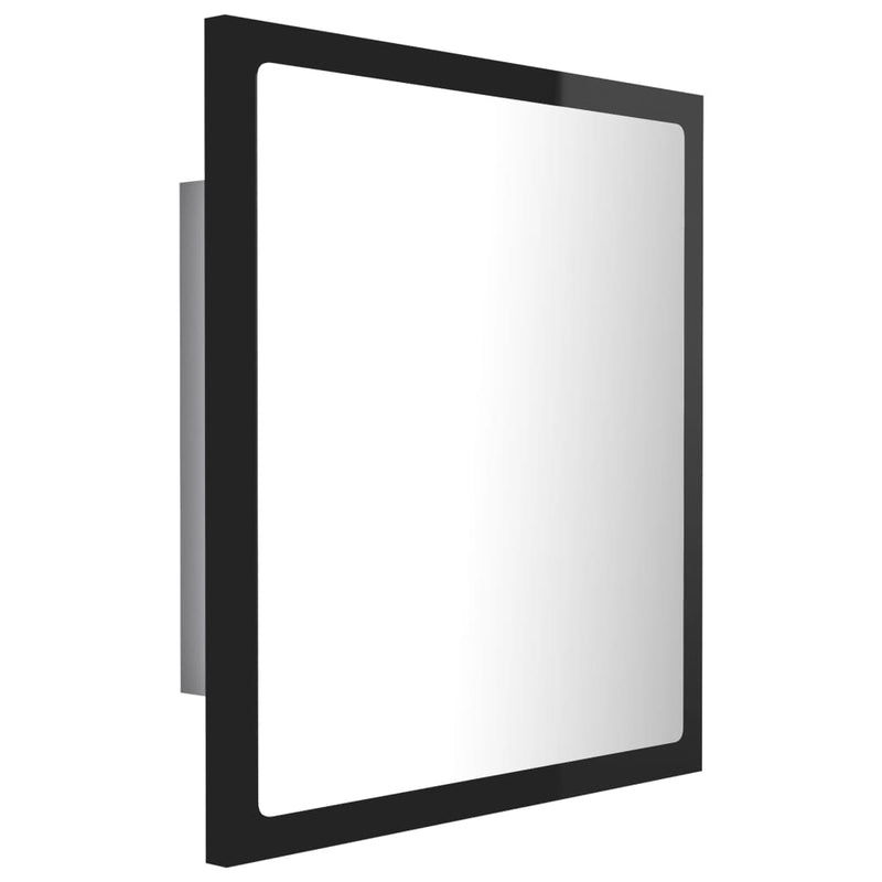 vidaXL magasfényű fekete akril LED-es fürdőszobatükör 40x8,5x37cm