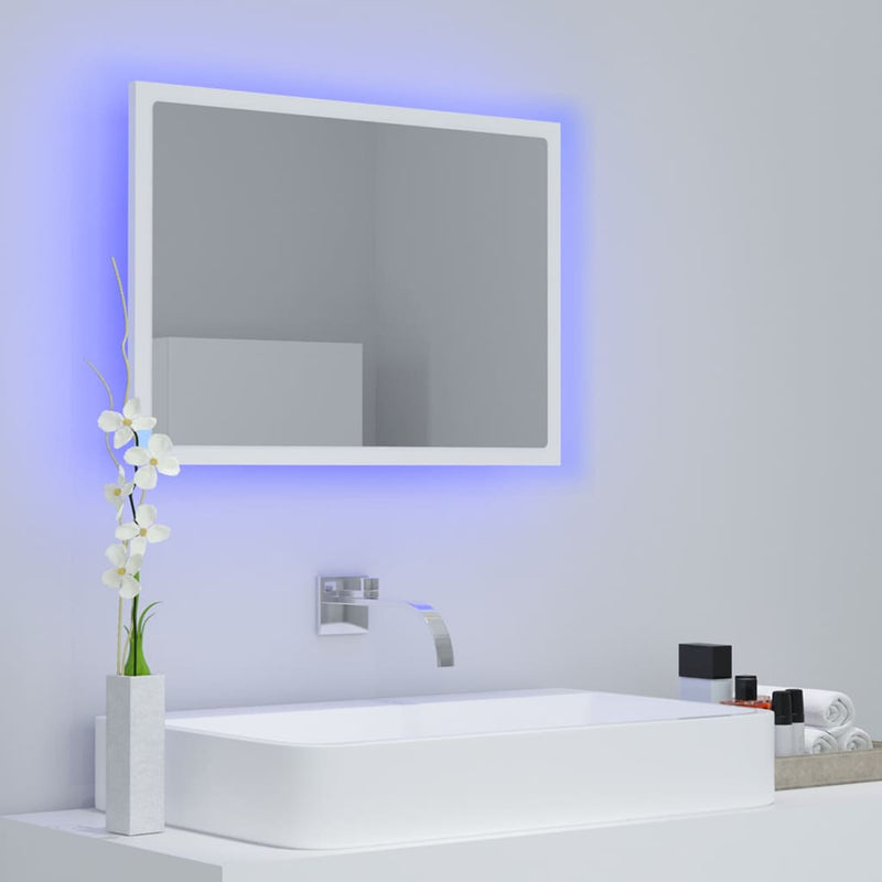vidaXL fehér akril LED-es fürdőszobai tükör 60 x 8,5 x 37 cm