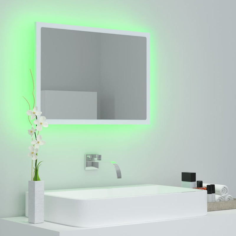 vidaXL fehér akril LED-es fürdőszobai tükör 60 x 8,5 x 37 cm