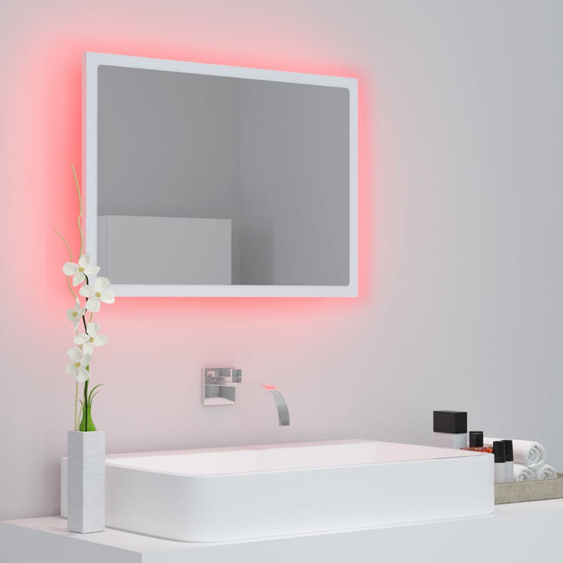 vidaXL fehér akril LED-es fürdőszobai tükör 60 x 8,5 x 37 cm