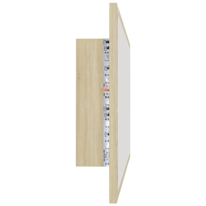vidaXL sonoma tölgy akril LED-es fürdőszobai tükör 80x8,5x37 cm