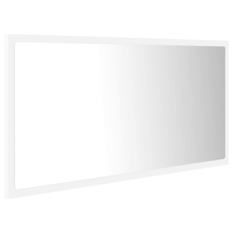 vidaXL fehér akril LED-es fürdőszobai tükör 90 x 8,5 x 37 cm