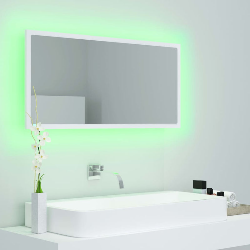 vidaXL fehér akril LED-es fürdőszobai tükör 90 x 8,5 x 37 cm