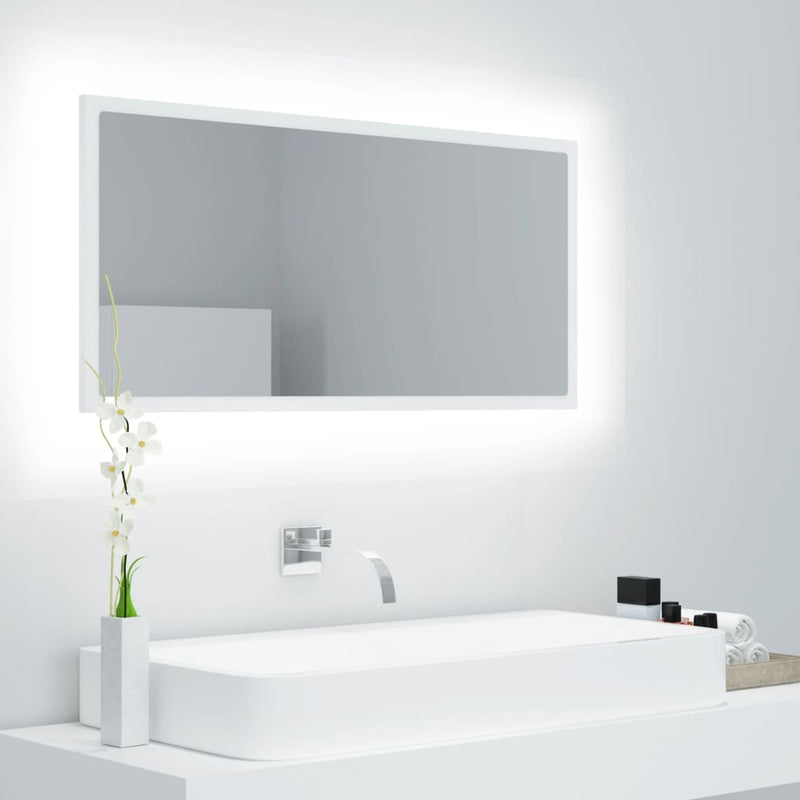 vidaXL fehér akril LED-es fürdőszobai tükör 90 x 8,5 x 37 cm
