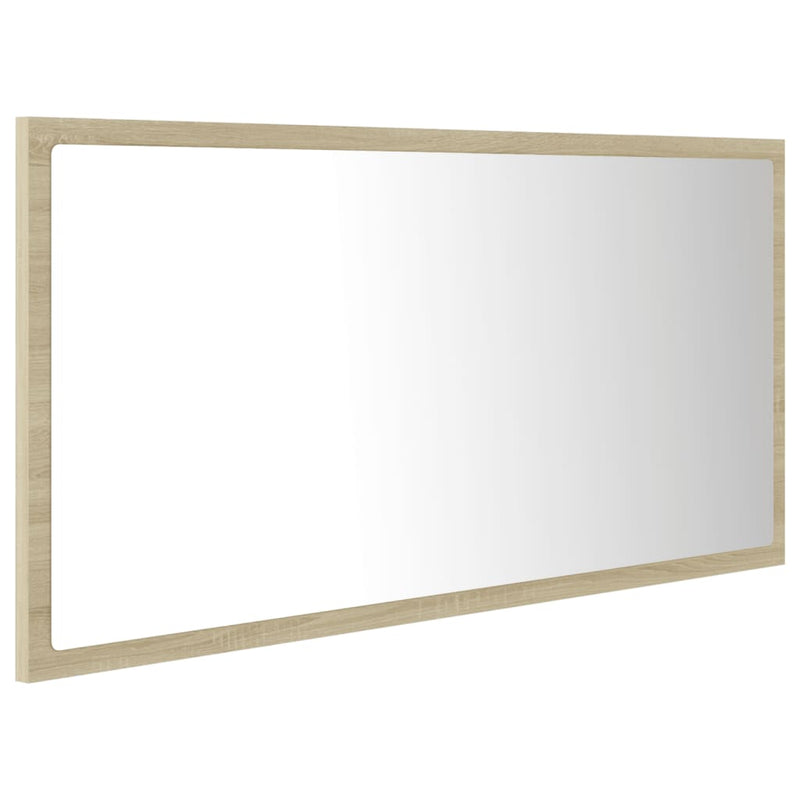 vidaXL sonoma tölgy akril LED-es fürdőszobai tükör 90x8,5x37 cm